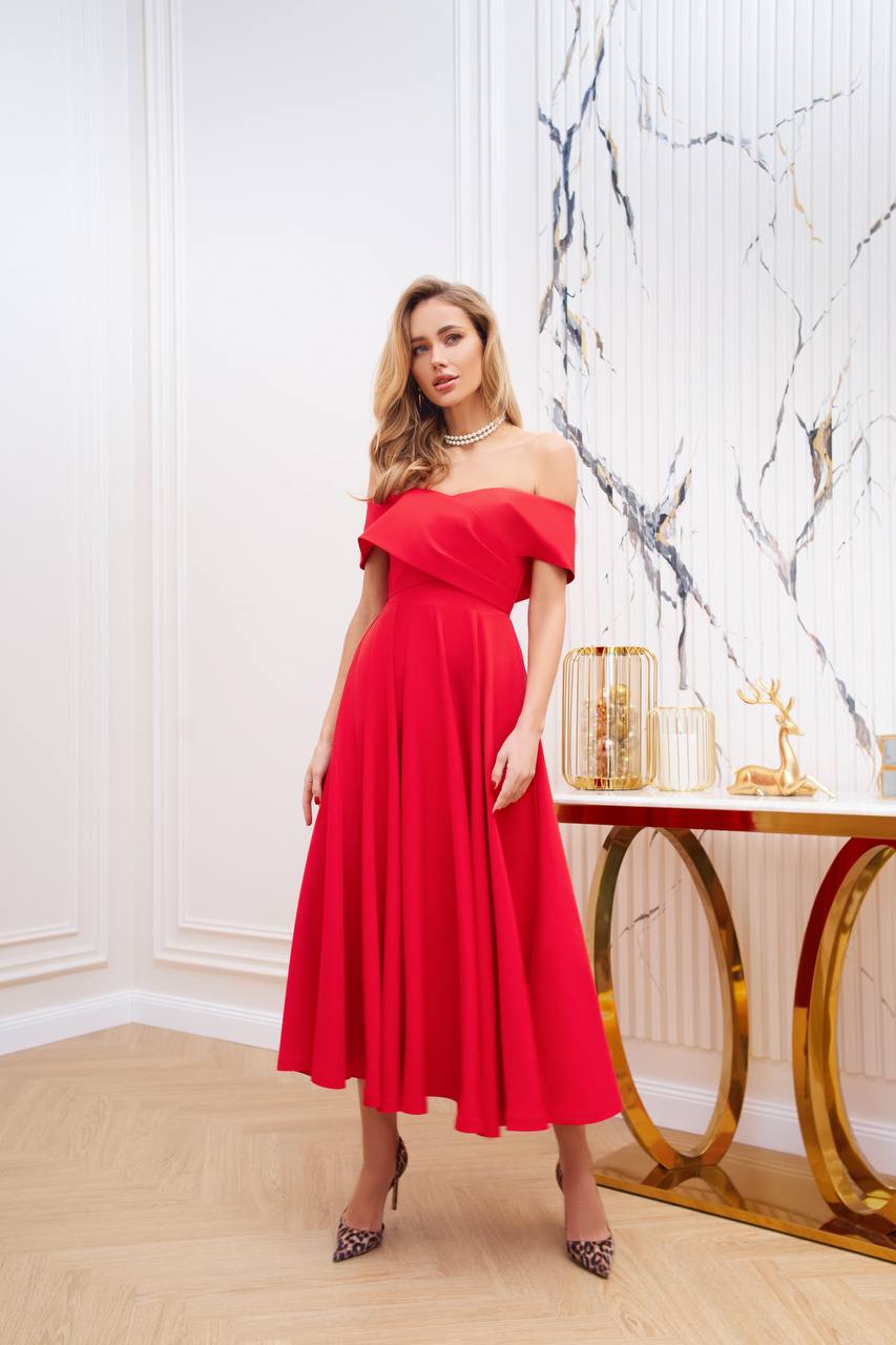 Red midi dress “Santara”