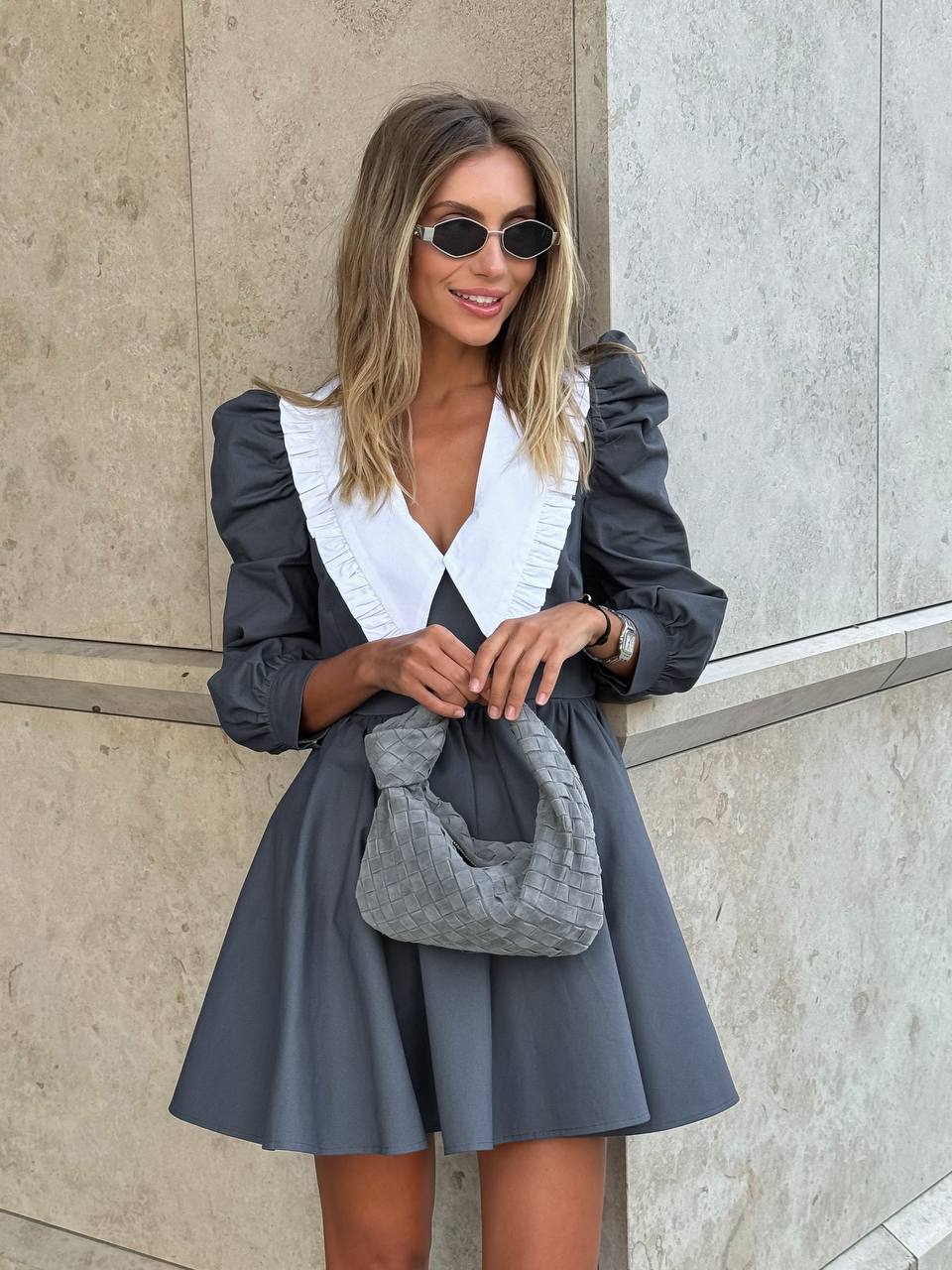 Grey mini dress “Amalyn”