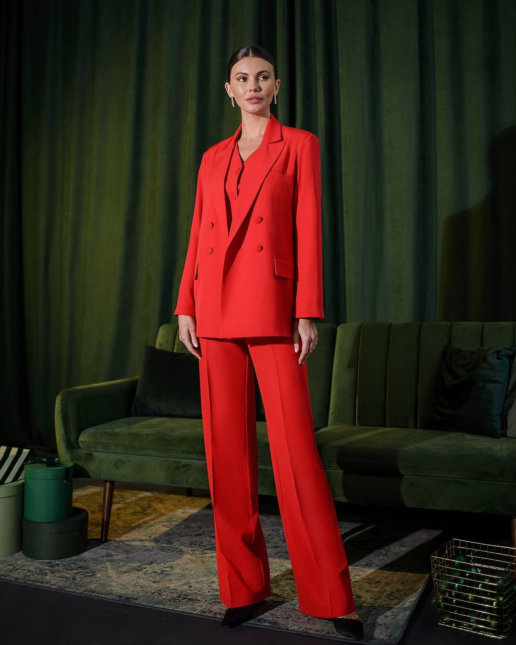 Red three piece suit "Ultra classy"