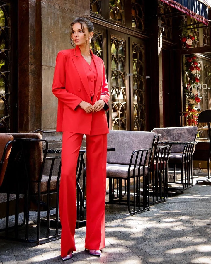 Red three piece suit "Ultra classy"